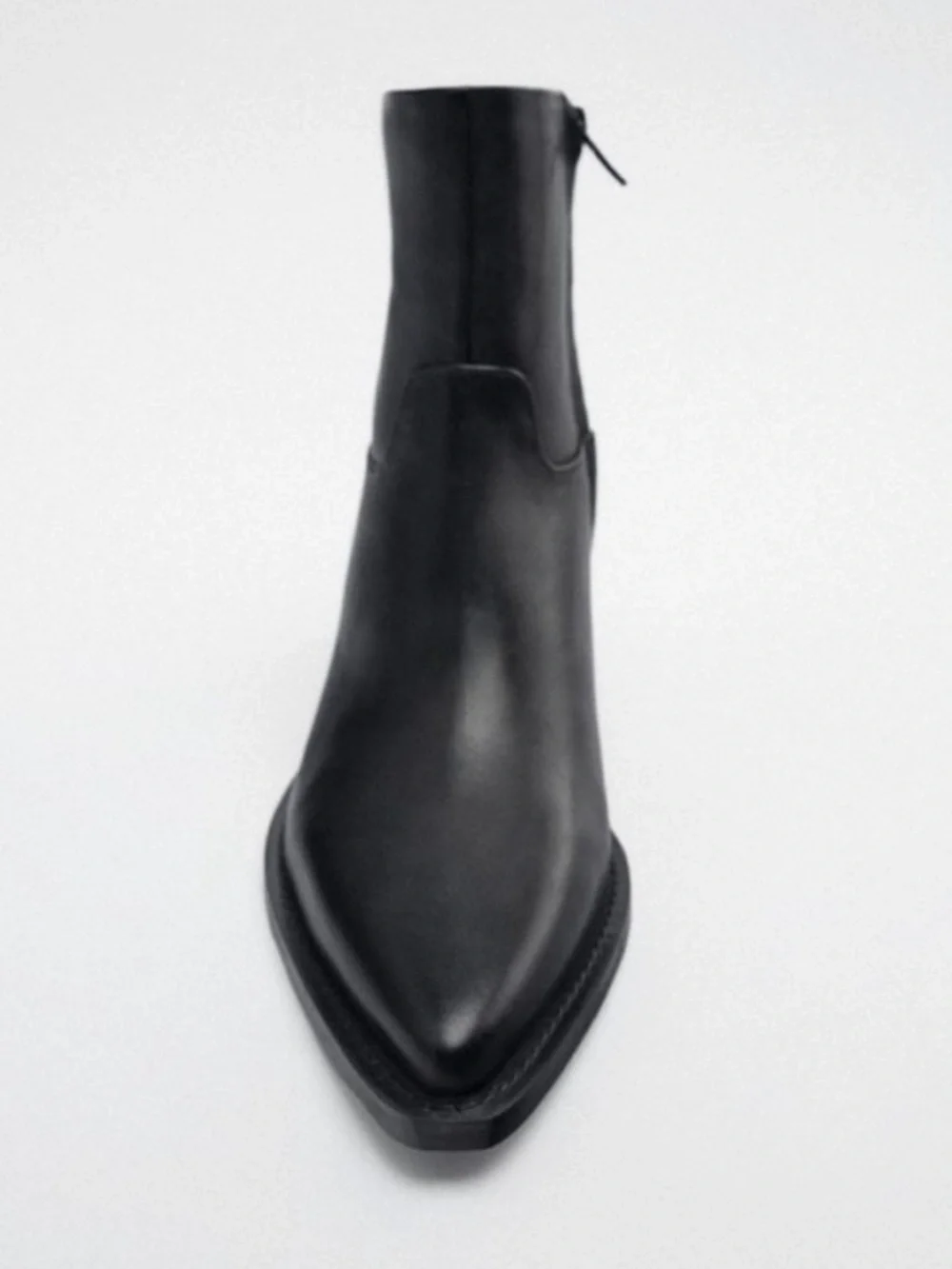 Zara leather cowboy ankle boot booties black EU 36 1122/010 western rodeo - Picture 16 of 16